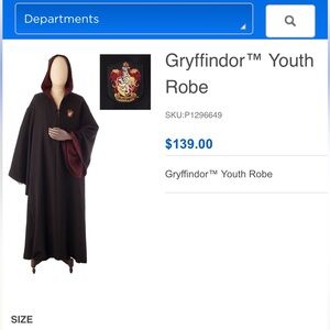 Universal Studios Official- Harry Potter Gryffindor Youth Robe - Black and Red
